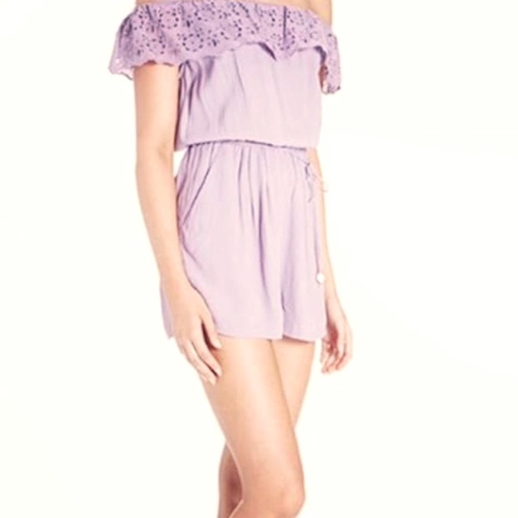 TIGERLILY Lozents Lilac Mauve Broderie Off The Shoulder Playsuit NWT RRP$170 - Picture 5 of 16